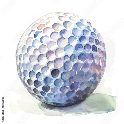 A watercolor drawing of Golf Ball, isolated on a white background. Golf Ball vector.