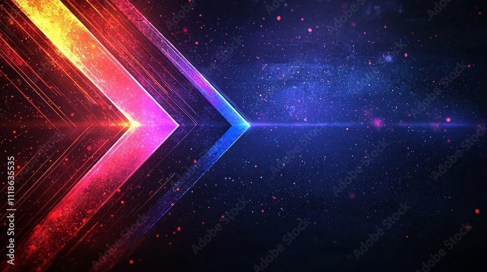 Obraz premium a colorful neon arrow on a dark blue background