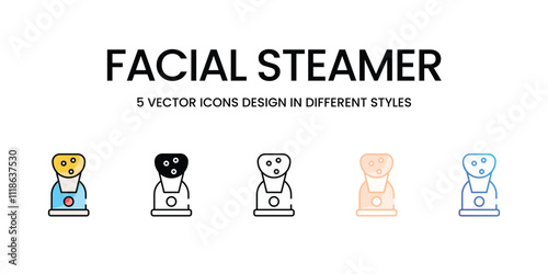 Facial Steamer icons set in different style vector stock illustration
