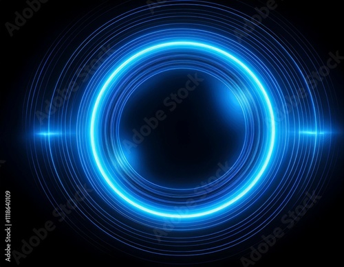 blue neon circle glowing on black background neon circle blue glowing vibrant electric abstract design light