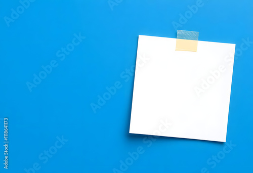 blank note paper with clip on blue background