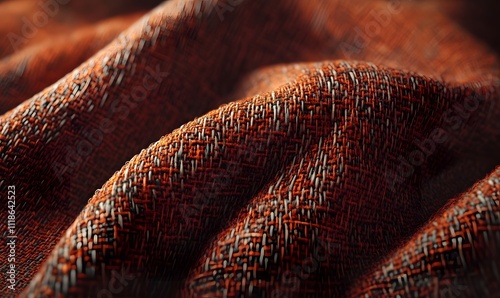 Close-up of textured orange fabric with waves and folds.