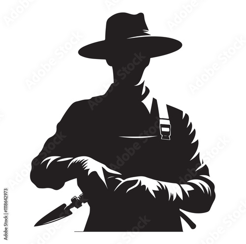 gardener silhouette vector illustration. 