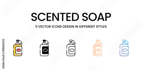 Scented Soap icons set in different style vector stock illustration