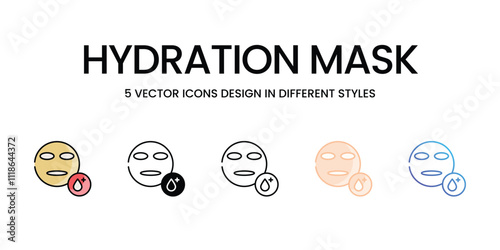 Hydration Mask icons set in different style vector stock illustration