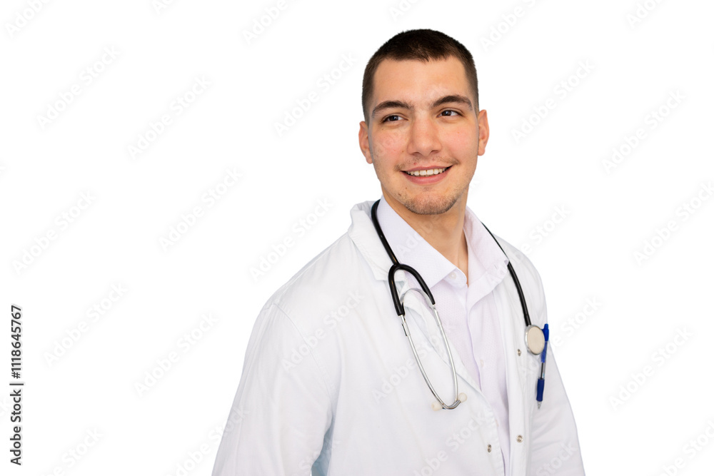 Young male doctor in professional attire smiling Young male doctor in professional attire smiling