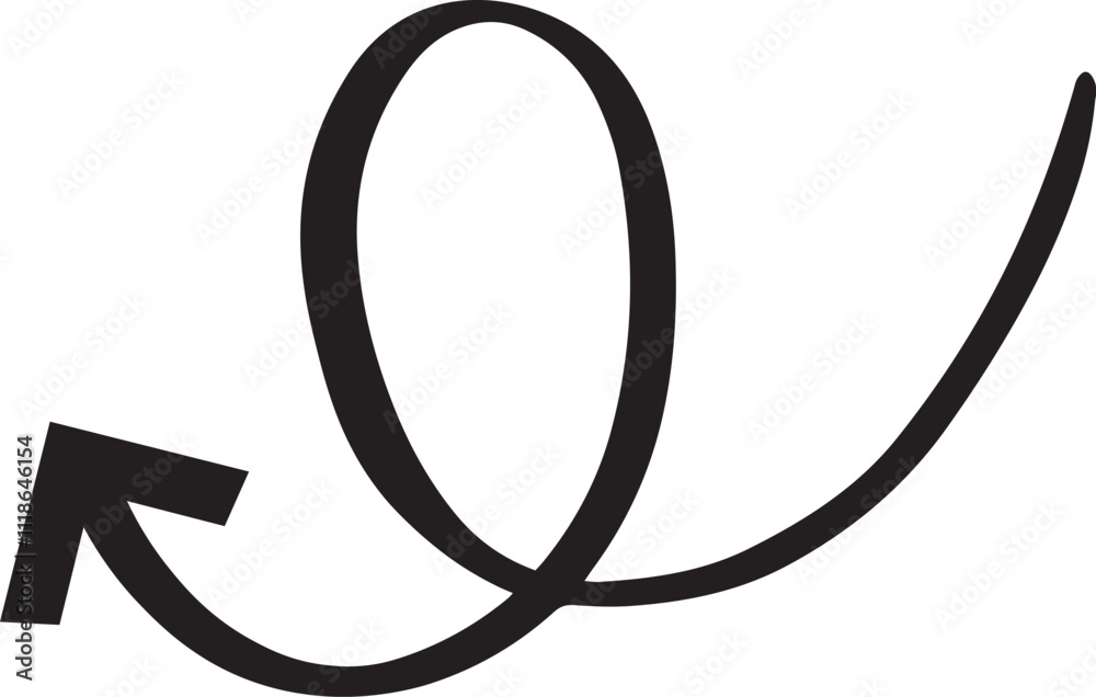Continuous line drawing creating a spiral with a left pointing arrow, forming a dynamic and modern sketch design element that adds a unique touch to any graphic composition Continuous line drawing creating a spiral with a left pointing arrow, forming a dynamic and modern sketch design element that adds a unique touch to any graphic composition