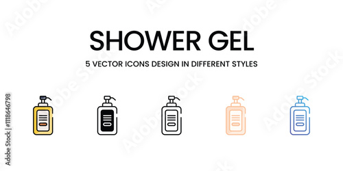 Shower Gel icons set in different style vector stock illustration