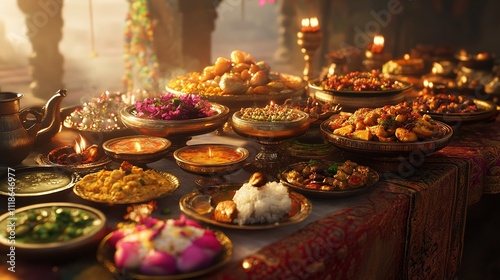 Festive dishes for the holiday of Diwali created with Generative

 photo