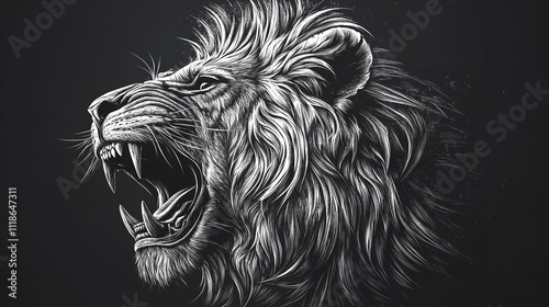 Fierce Lion Head Roaring tattoo growling sketch engraving geometric

 photo