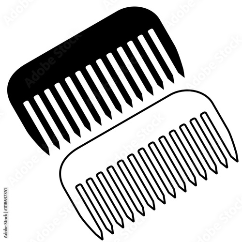 hair comb icon, flat style pictogram icon for mobile app ui or ux, vector illustration symbol logo design sign, isolated on white