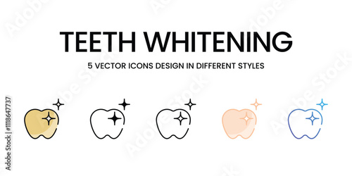 Teeth Whitening icons set in different style vector stock illustration