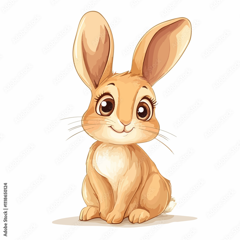 Fototapeta premium Adorable Woodland Cartoon Hare Vector Illustration