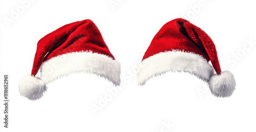 set of santa claus hat isolated