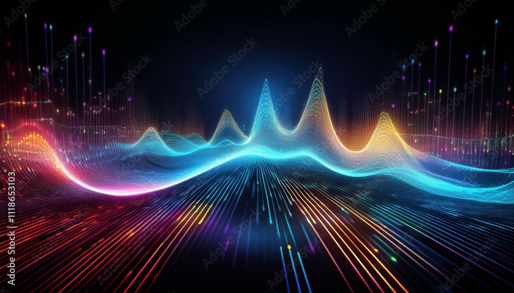 digital binary soundwaves glowing data background digital binary soundwaves glowing data background