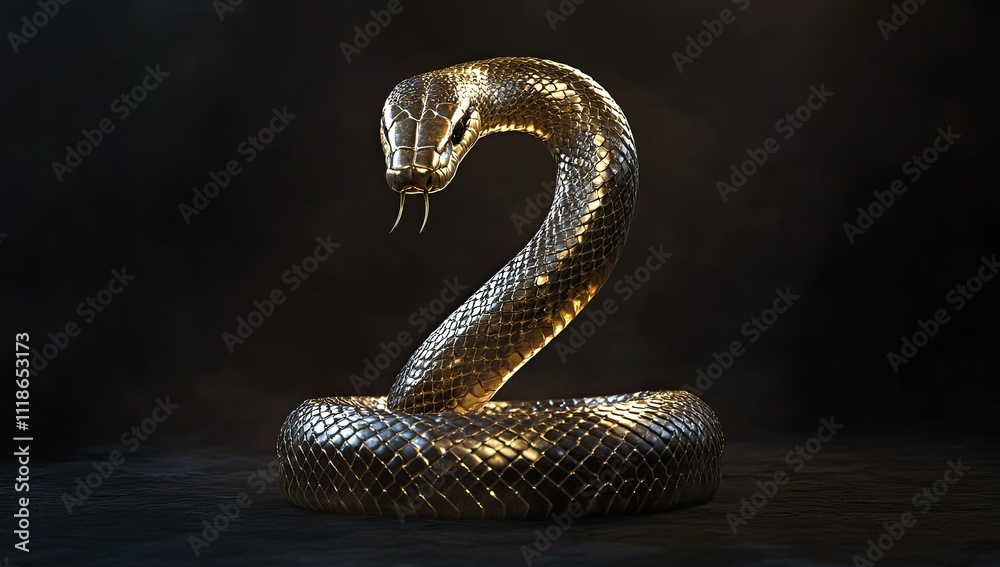 Golden Spiral: Close-Up of a Snake's Textured Elegance in Photorealistic Detail Golden Spiral: Close-Up of a Snake's Textured Elegance in Photorealistic Detail
