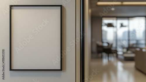 Blank White Frame On Modern Wall In Contemporary Interior Space