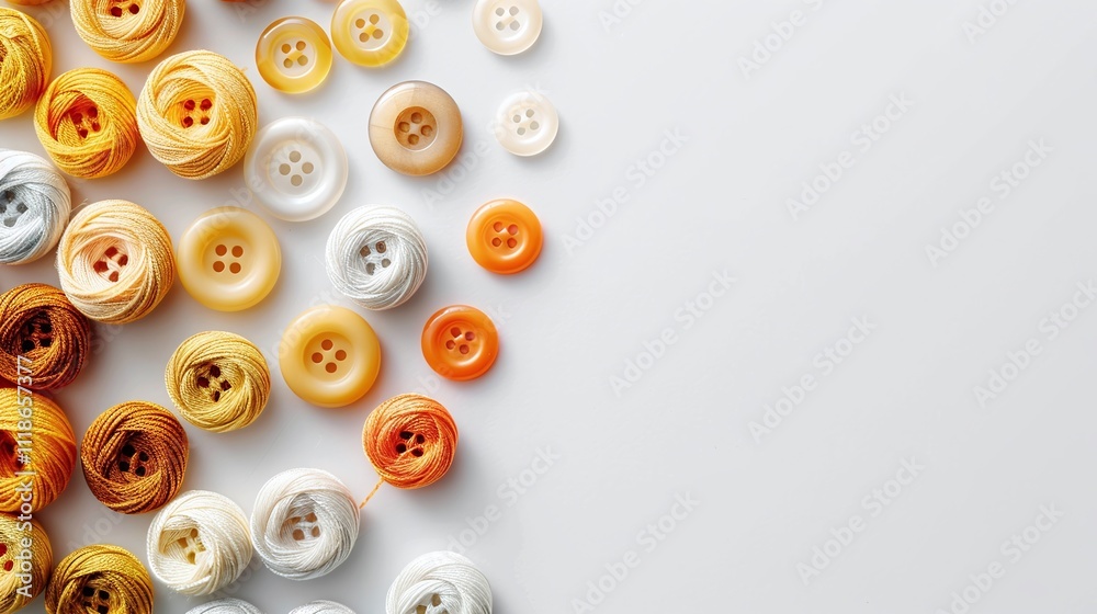 Assorted round buttons in warm tones, arranged in gradient pattern, decorative sewing supplies, minimal white background, abundant copy space, crafting inspiration
Assorted round buttons in warm tones, arranged in gradient pattern, decorative sewing supplies, minimal white background, abundant copy space, crafting inspiration