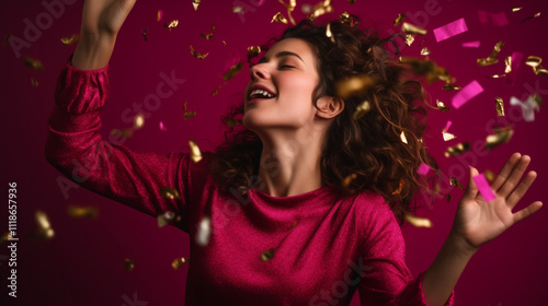 Wallpaper Mural Freude und Feier mit Konfetti auf rotem Hintergrund

 Torontodigital.ca