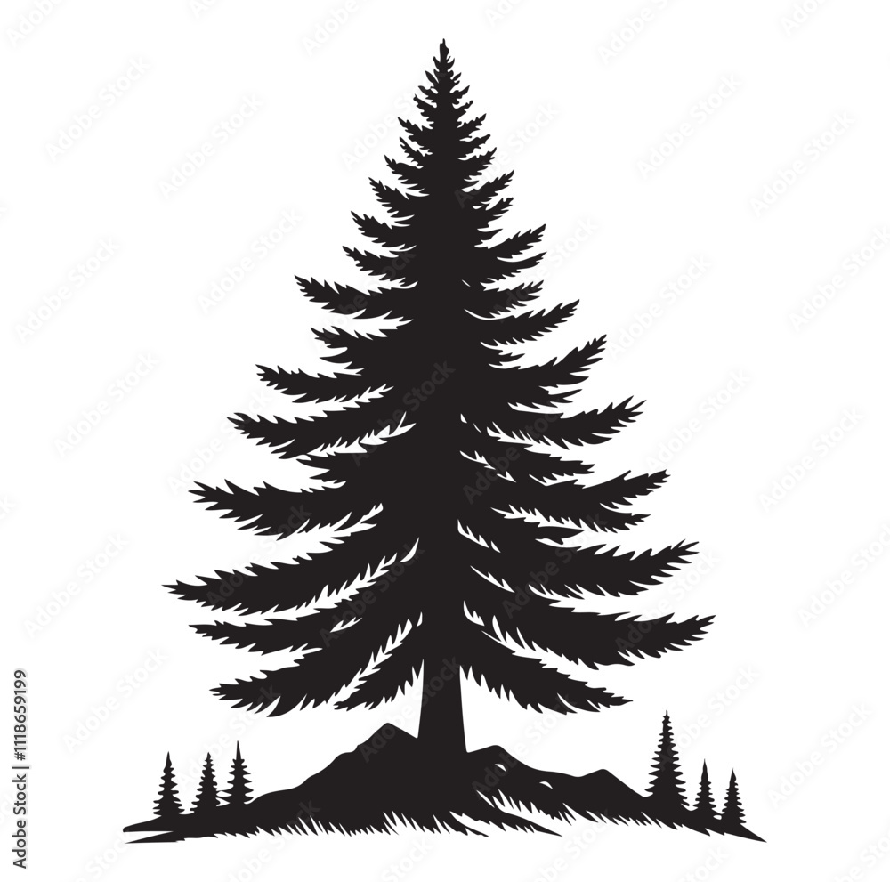 Obraz premium pine tree silhouette vector illustration