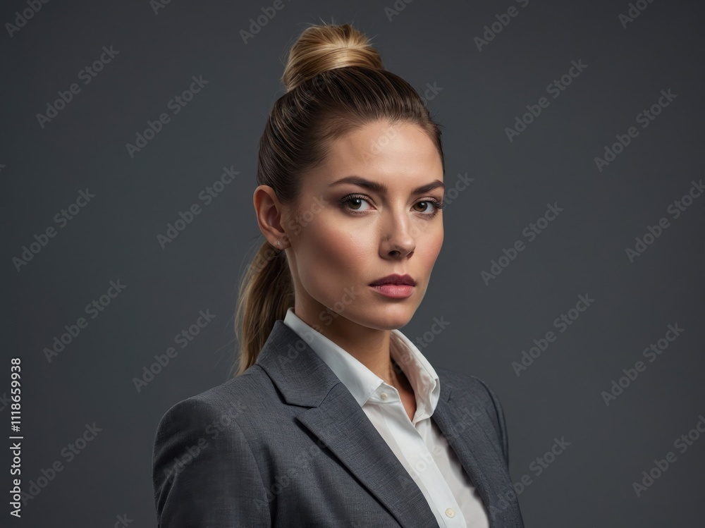 An elegant woman in a tailored, formal suit, exuding confidence and professionalism, with a stylish appearance and poised posture An elegant woman in a tailored, formal suit, exuding confidence and professionalism, with a stylish appearance and poised posture