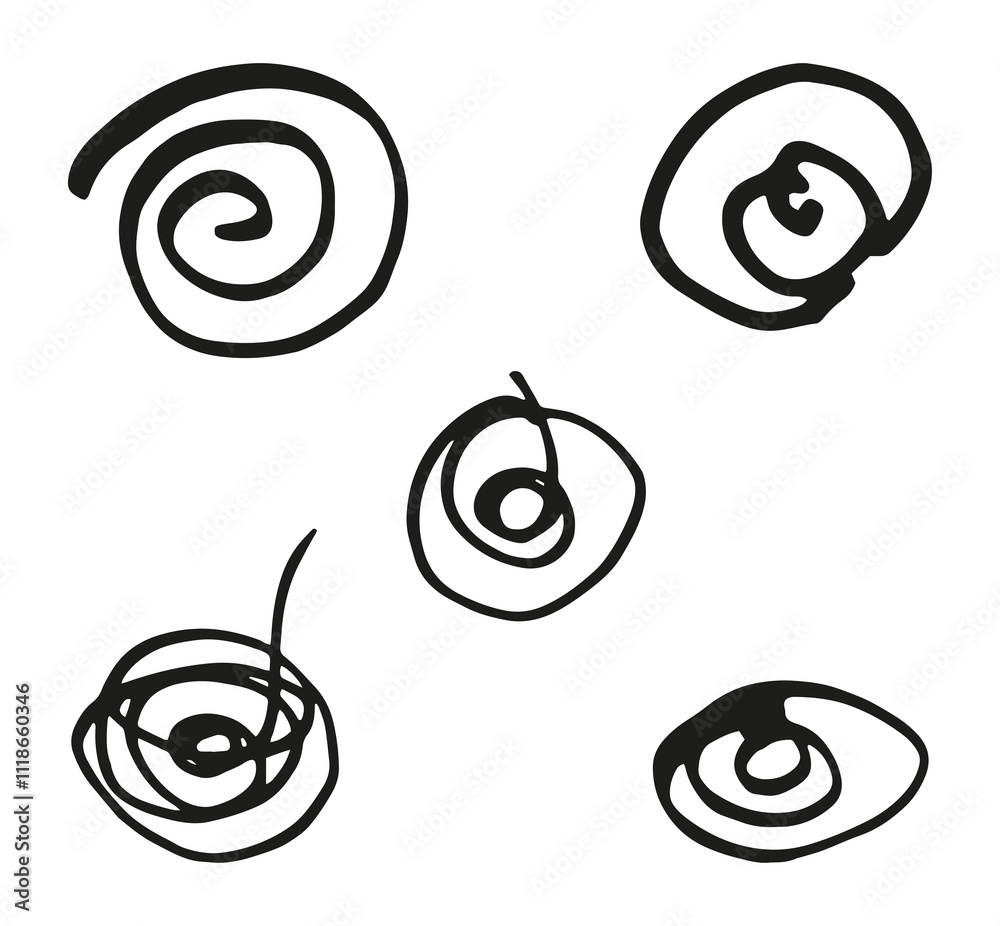 A set of spirals in doodle style