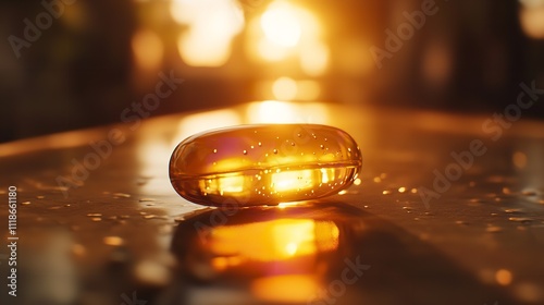 Fish Oil Capsule - Vitamin D Supplementation with Sunlit Background

 photo