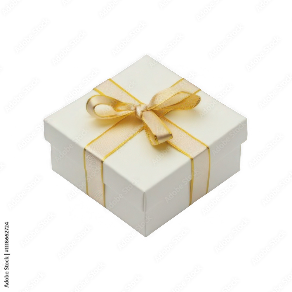 Caja de regalo con lazo en color blanco crema con fondo transparente Caja de regalo con lazo en color blanco crema con fondo transparente