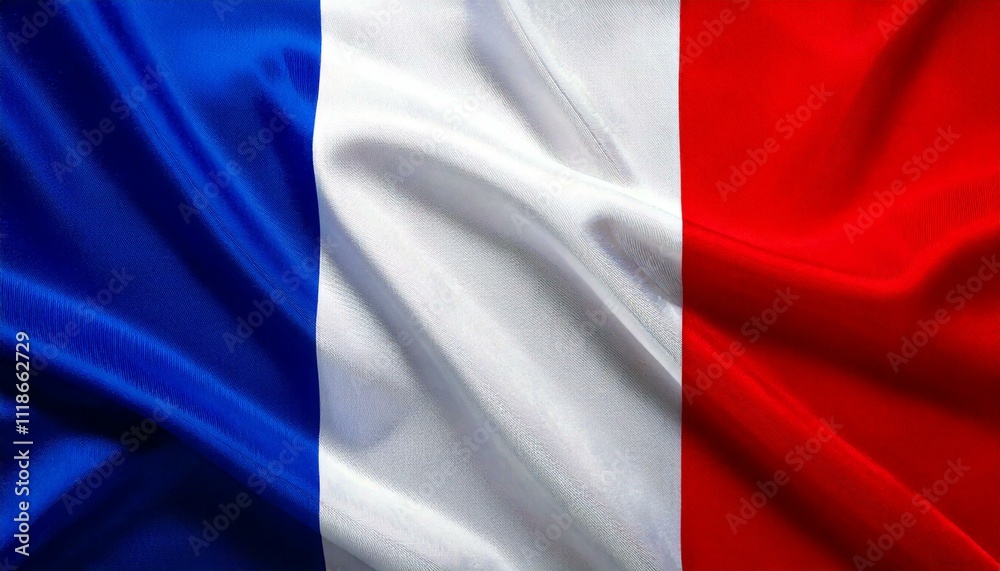 Flag of France waving gently in the breeze, showcasing vibrant colors of blue, white, and red in a serene outdoor setting. Generative AI Flag of France waving gently in the breeze, showcasing vibrant colors of blue, white, and red in a serene outdoor setting. Generative AI