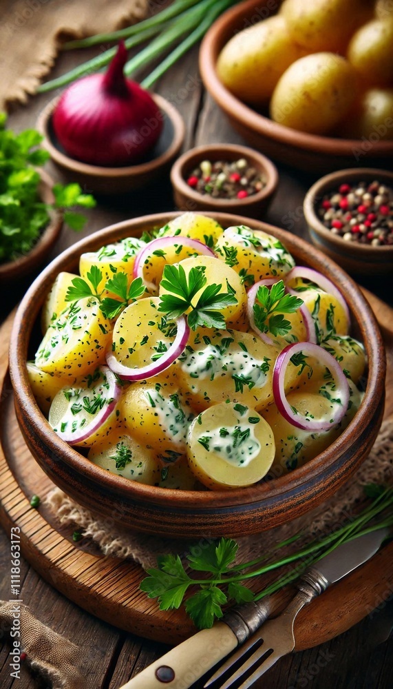 Fresh Potato Salad with Herbs and Dressing Fresh Potato Salad with Herbs and Dressing