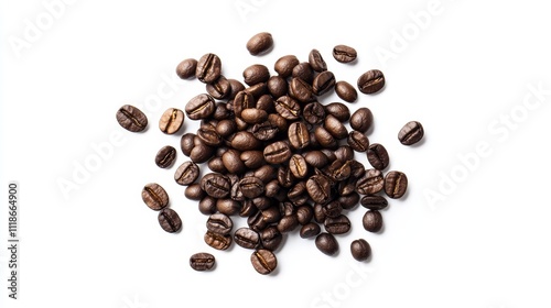 An isolated cup of coffee on a white backdrop, captured from above.