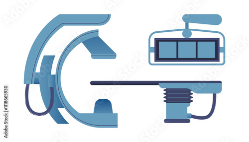 Angiography Machine. Medical Equipment. Modern Flat Vector Concept Illustration.