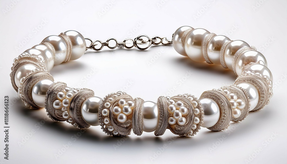 Obraz premium pearl necklace isolated on white background