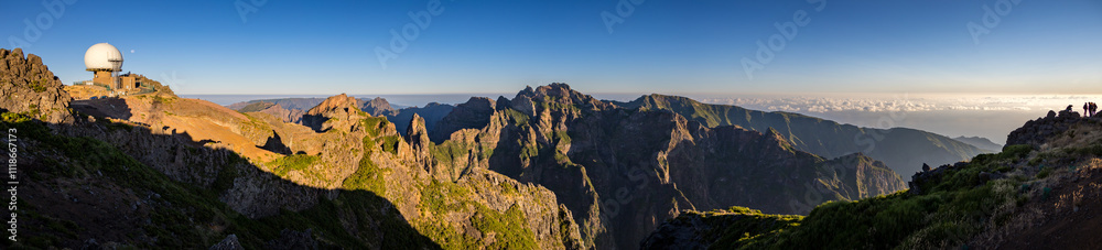 Panoramic view on the famous hike from Pico do Arieiro to Pico Ruivo, Madeira