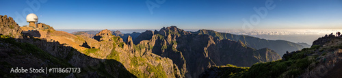 Panoramic view on the famous hike from Pico do Arieiro to Pico Ruivo, Madeira