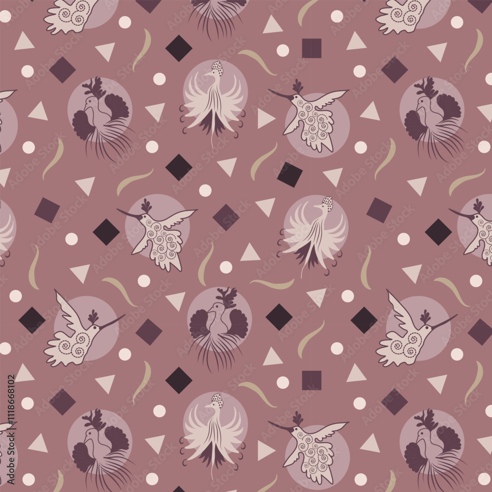 Naklejka premium Cute Birds seamless vector pattern