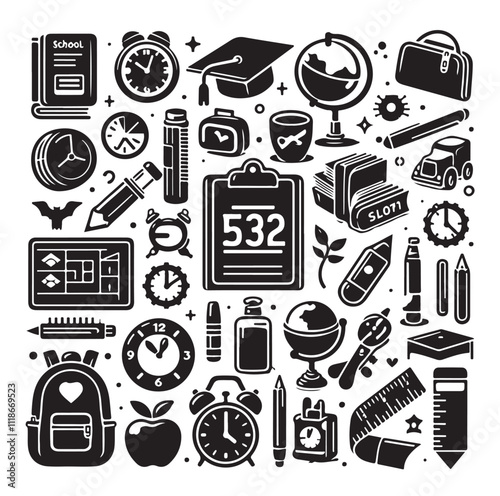 Back to School silhouette vector illustration