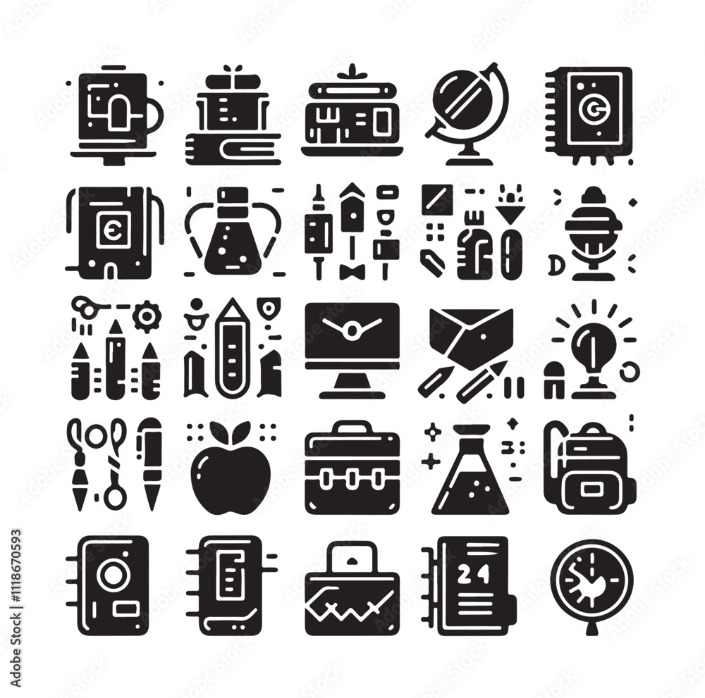 Back to School silhouette vector illustration Back to School silhouette vector illustration
