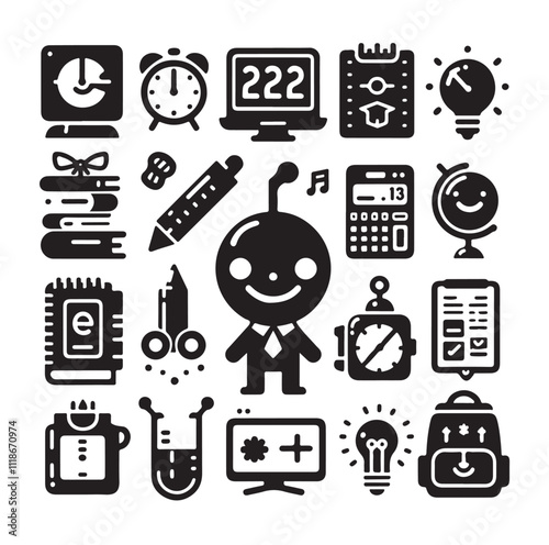 Back to School silhouette vector illustration