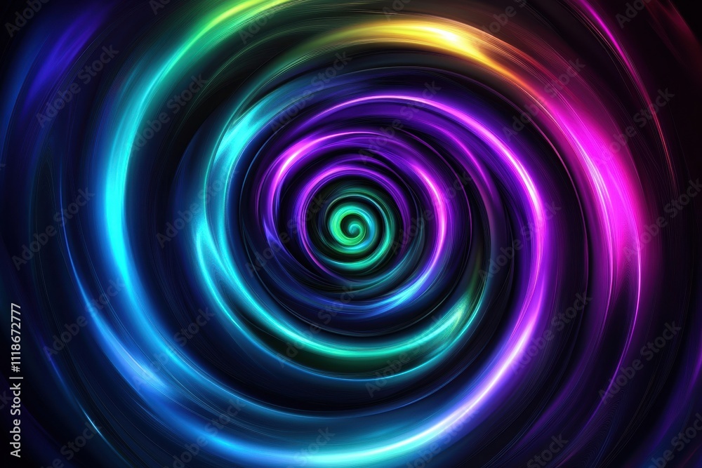Vibrant swirling neon light spirals create a captivating design backdrop with ample space for text and graphics, ideal for creative projects. Generative AI Vibrant swirling neon light spirals create a captivating design backdrop with ample space for text and graphics, ideal for creative projects. Generative AI