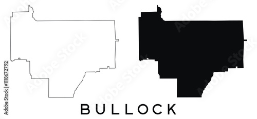Bullock map outline and black silhouette vector