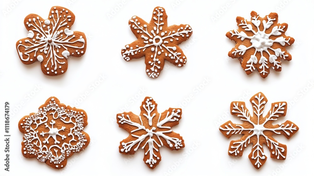 snow gingerbread collection isolated white background snow gingerbread collection isolated white background
