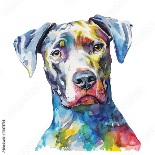 A watercolor of a Dog, isolated on a white background. Dog vector.