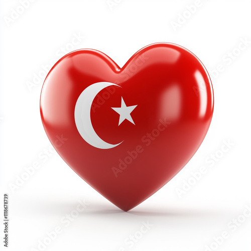 3d heart with the Turkey flag