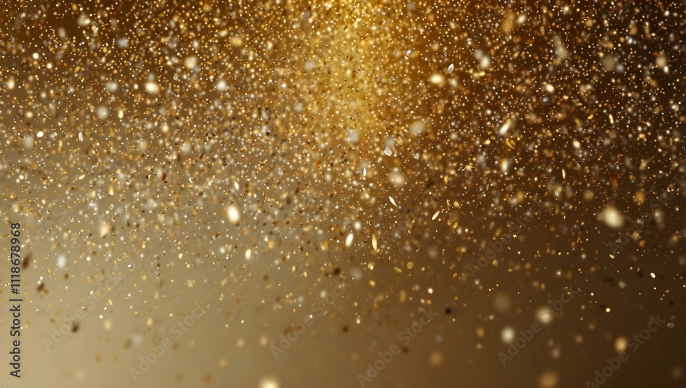 Gold glitter falling, light brown background.
Gold glitter falling, light brown background.