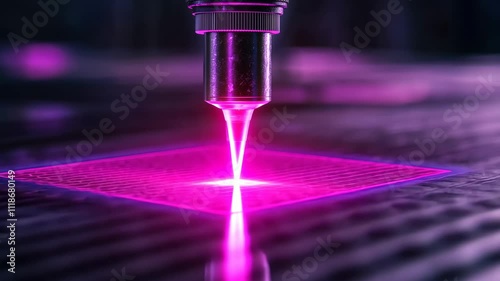 Engraving microchips with powerful industrial lasers in a high tech manufacturing facility