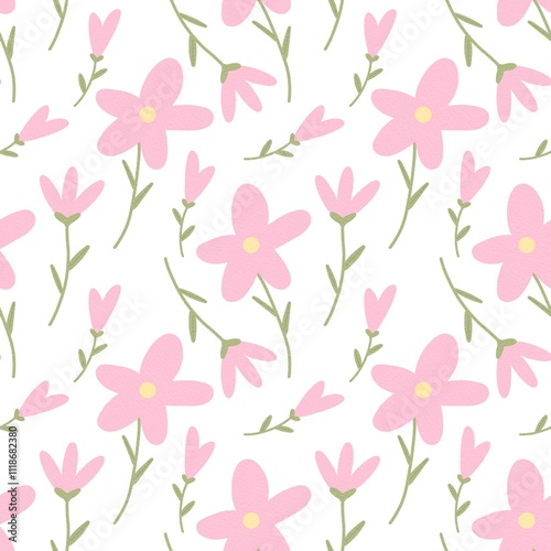 Wallpaper Mural Pattern with pink flowers and leaves Torontodigital.ca