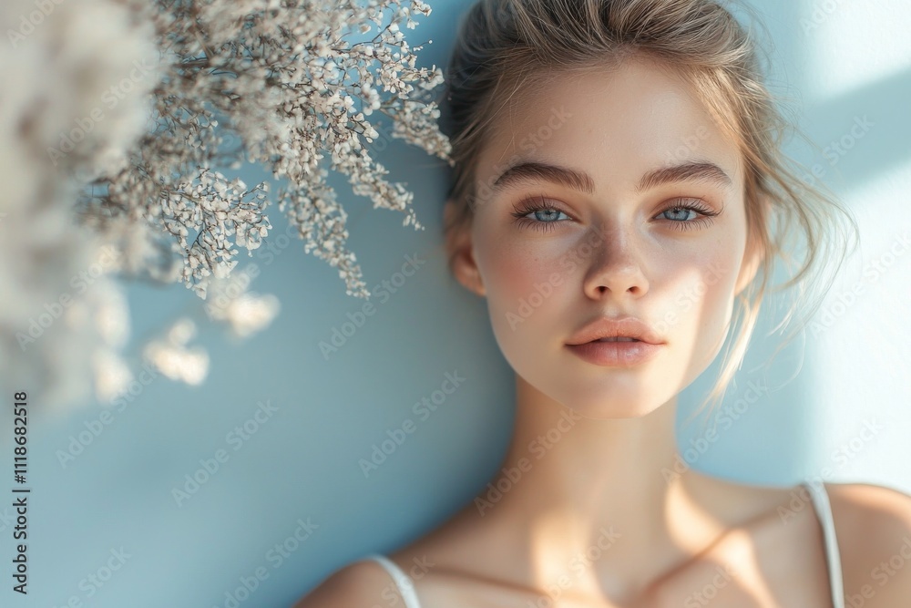 Natural portrait with soft lighting and florals Natural portrait with soft lighting and florals