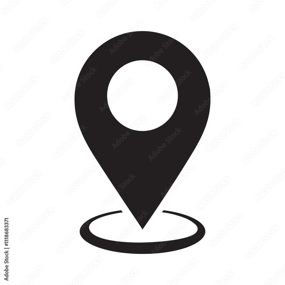 Map pin icon vector flat design button on white background