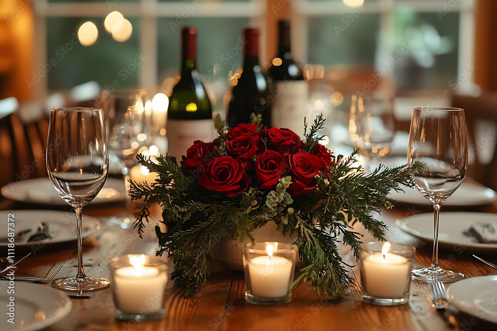 A romantic Valentine’s dinner table with glowing candles, a red rose centerpiece, and wine glasses, evoking love, warmth, and intimacy.
A romantic Valentine’s dinner table with glowing candles, a red rose centerpiece, and wine glasses, evoking love, warmth, and intimacy.